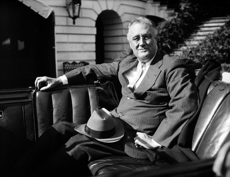 President Franklin Roosevelt waiting in his car outside the White House ca. 1936. File Photo by Library of Congress/UPI