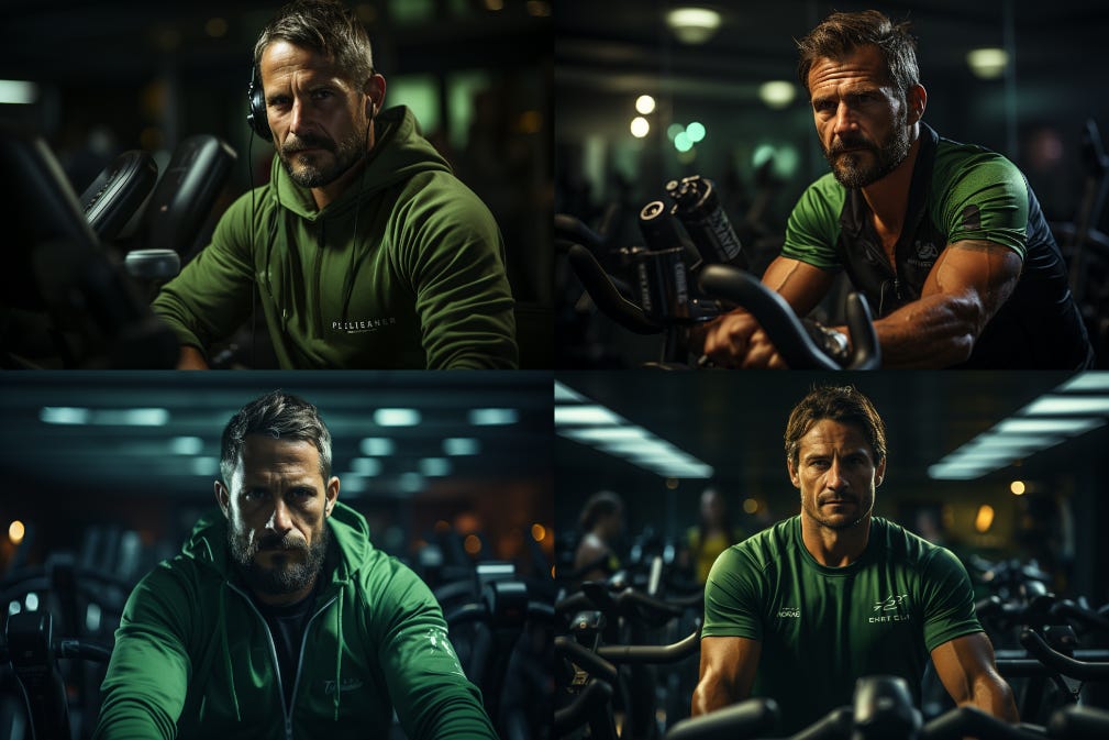 A collage of a person on a stationary bike

AI-generated content may be incorrect.