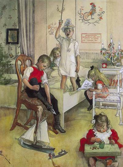 Chrismas Morning, 1894, Carl Larsson Christmas Morning, 1894, Carl Larsson