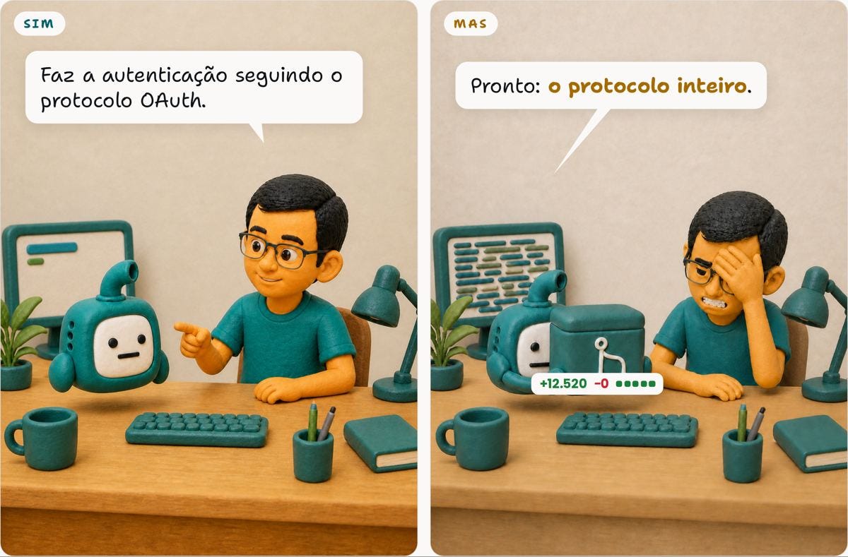 Junior pede a autenticação e o Bit devolve o protocolo inteiro num pull request