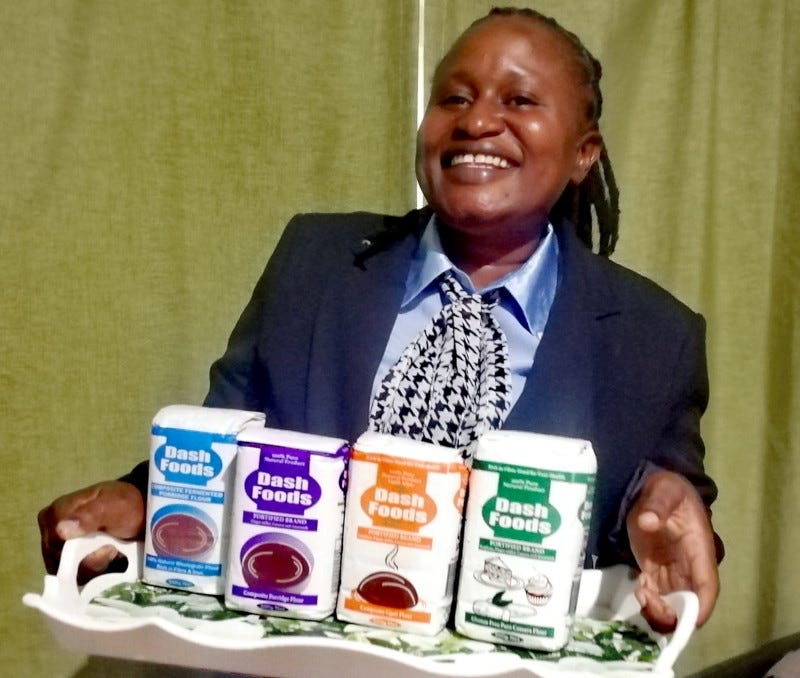 Caroline Alango with her company's products.