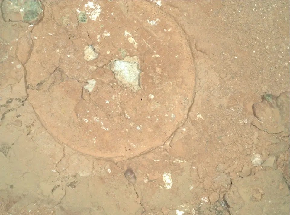Rover Perseverance encontra estranhas manchas verdes em Marte. Rover Perseverance encontra estranhas manchas verdes em Marte.