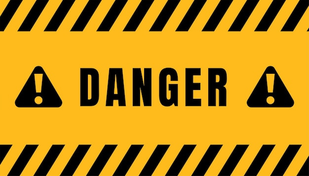 Danger signs that warn of possible danger to life and health yellow danger  warning rectangle vector | Premium Vector