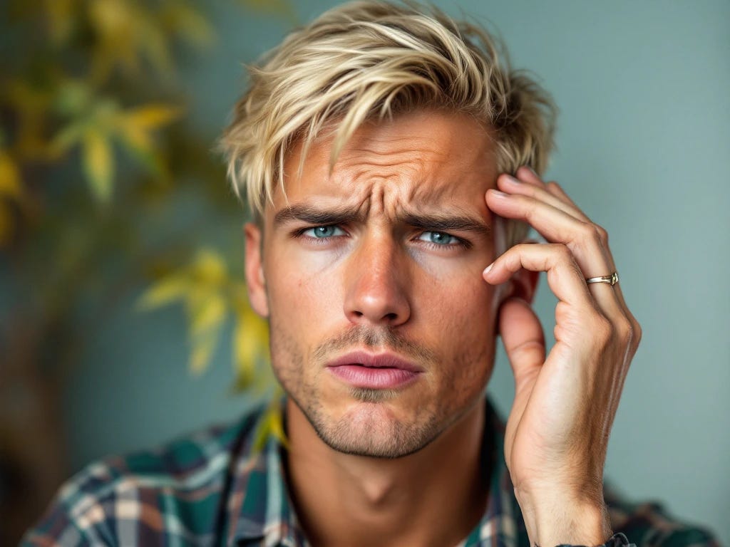 Low IQ blonde alpha male that looks stupid and confused
