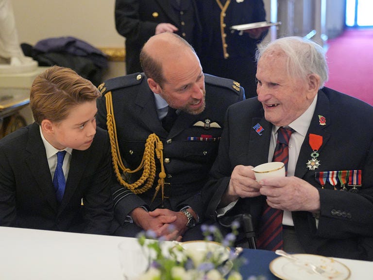 Prince George impressed veterans with his wartime knowledge and questions.