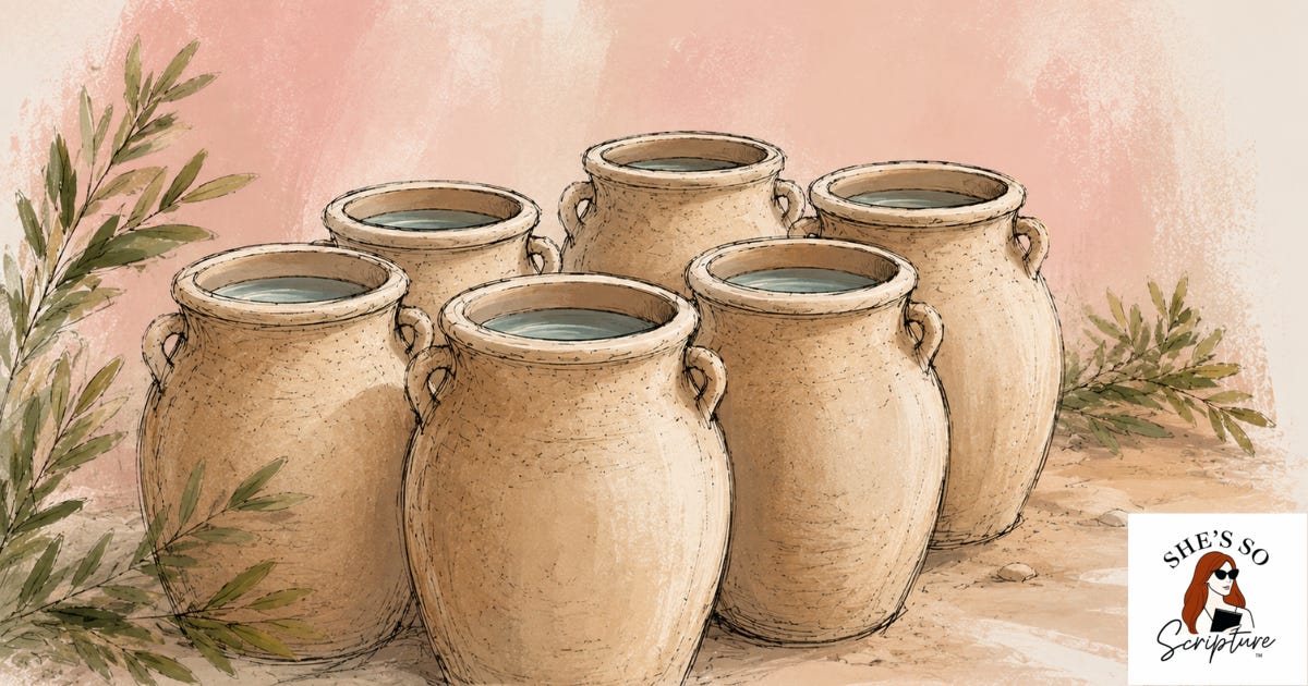 Illustrated ancient jugs full of water Illustrated ancient jugs full of water