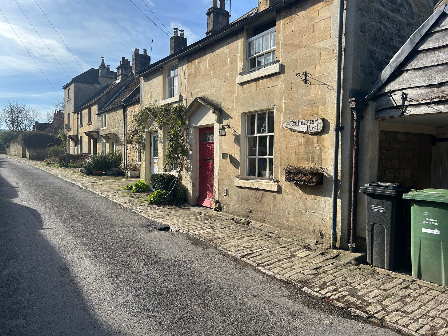 Cottages in Church Street, Bathford, near Bath. Built of Bath Stone. Cottages in Church Street, Bathford, near Bath. Built of Bath Stone.