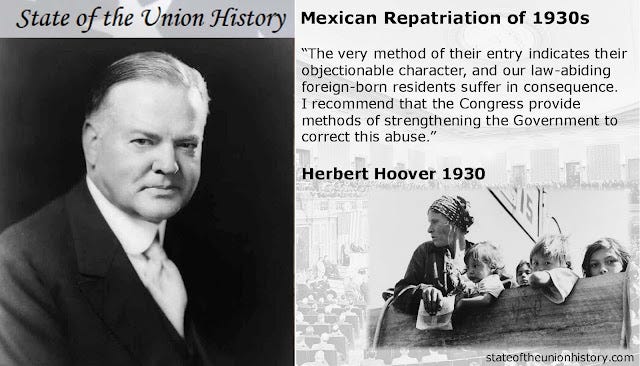 State of the Union History: 1930 Herbert Hoover - Mexican Repatriation in  the 1930s