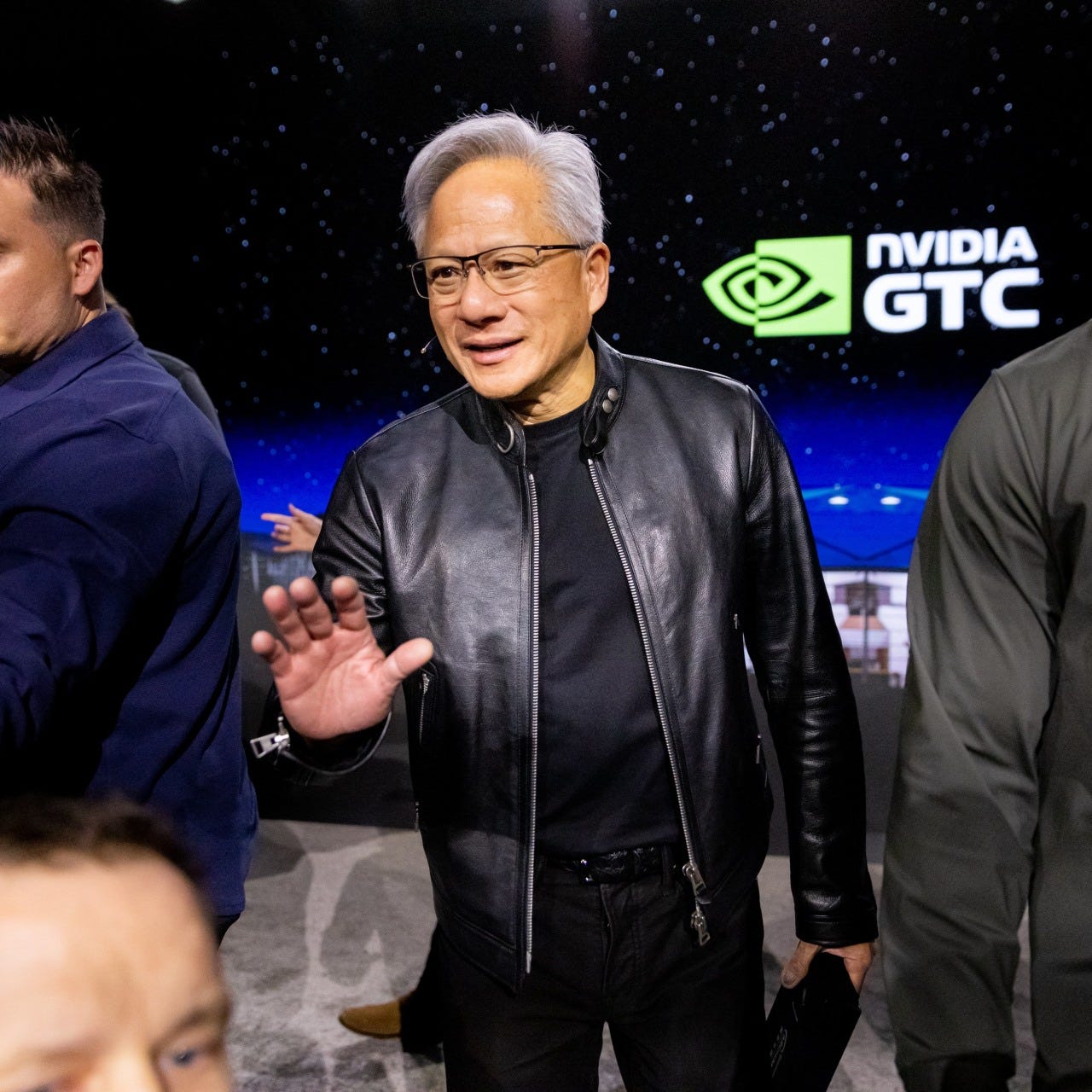 Nvidia Chief Executive Jensen Huang in his trademark leather jacket.