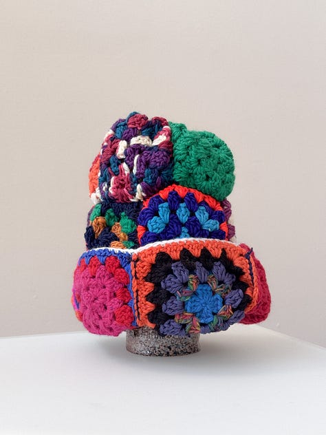Multi color granny crochet patchwork beanie