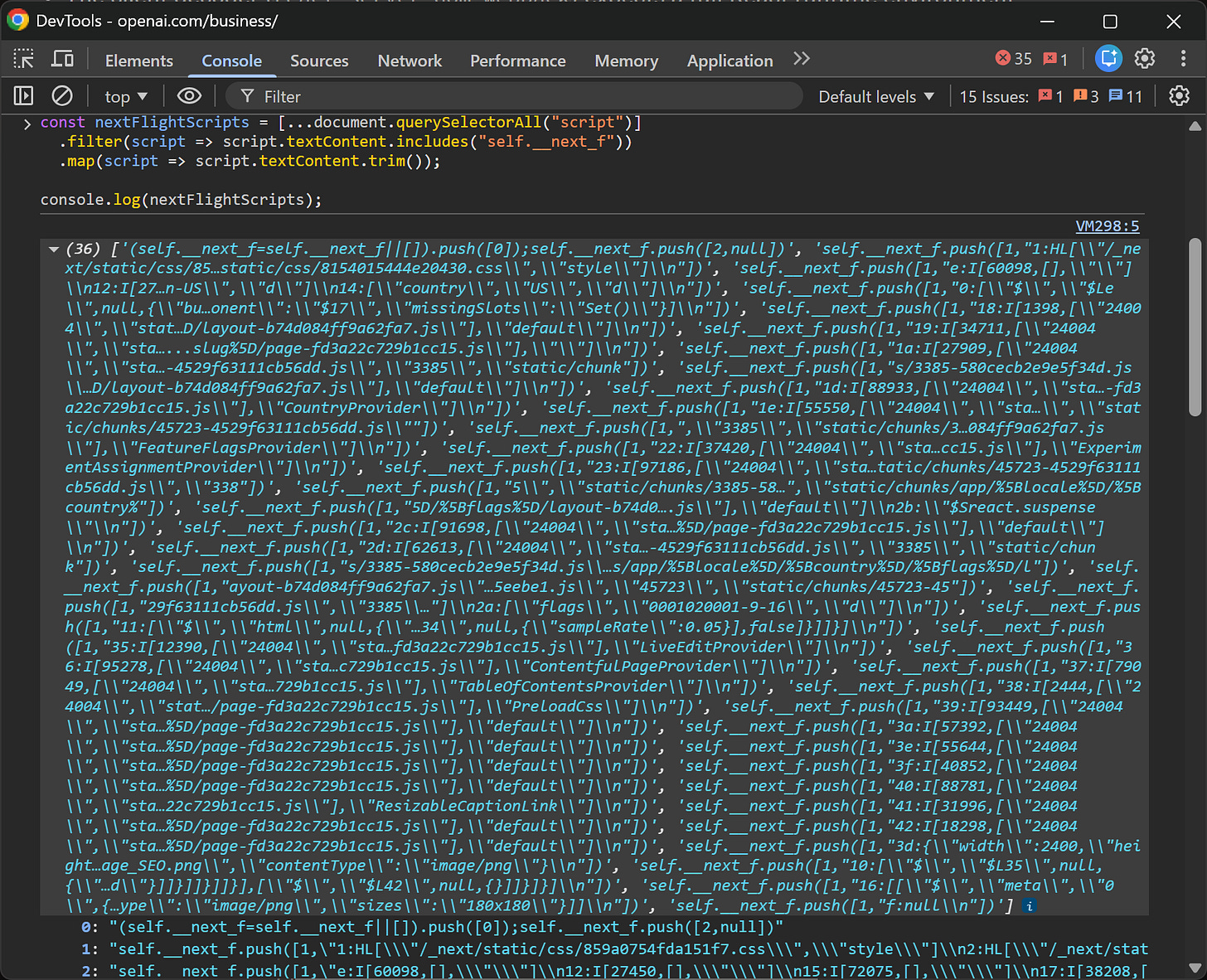 Note the React Flight strings