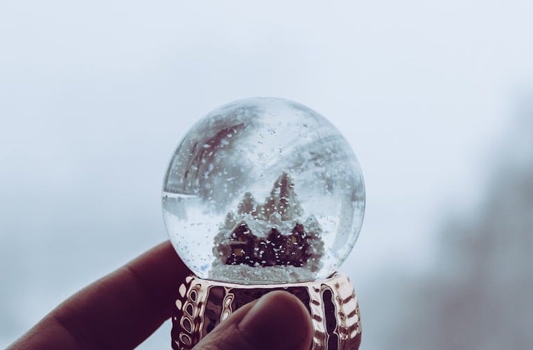 person holding waterglobe