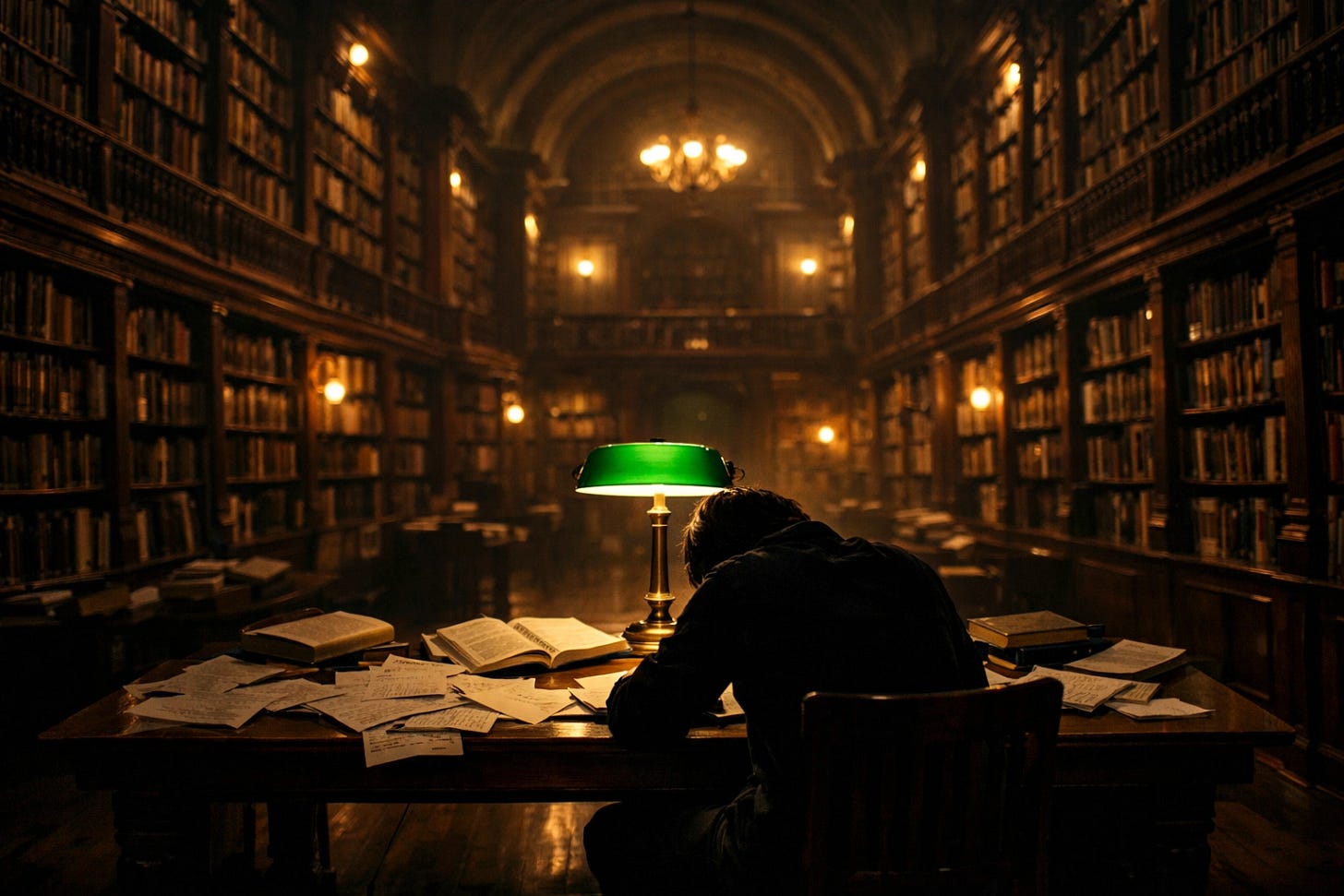 Student studying in a traditional mahogany library, highlighting the deep focus required for authentic learning | Dr. Marcus Peter