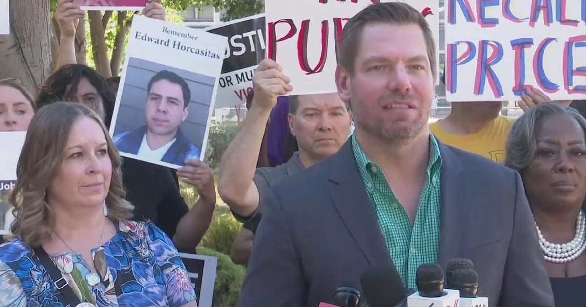 Disgraced and alleged sexual predator Congressman Eric Swalwell leads press conference to attack first Black woman elected District Attorney in Alameda County, rejecting the position of his own Democratic Party Central Committee, October 2, 2024