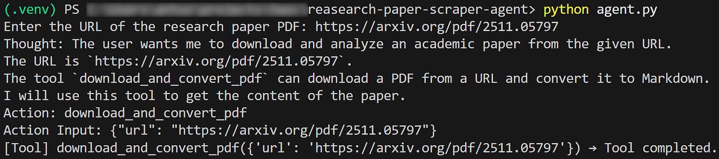 Note the tool call Note the tool call