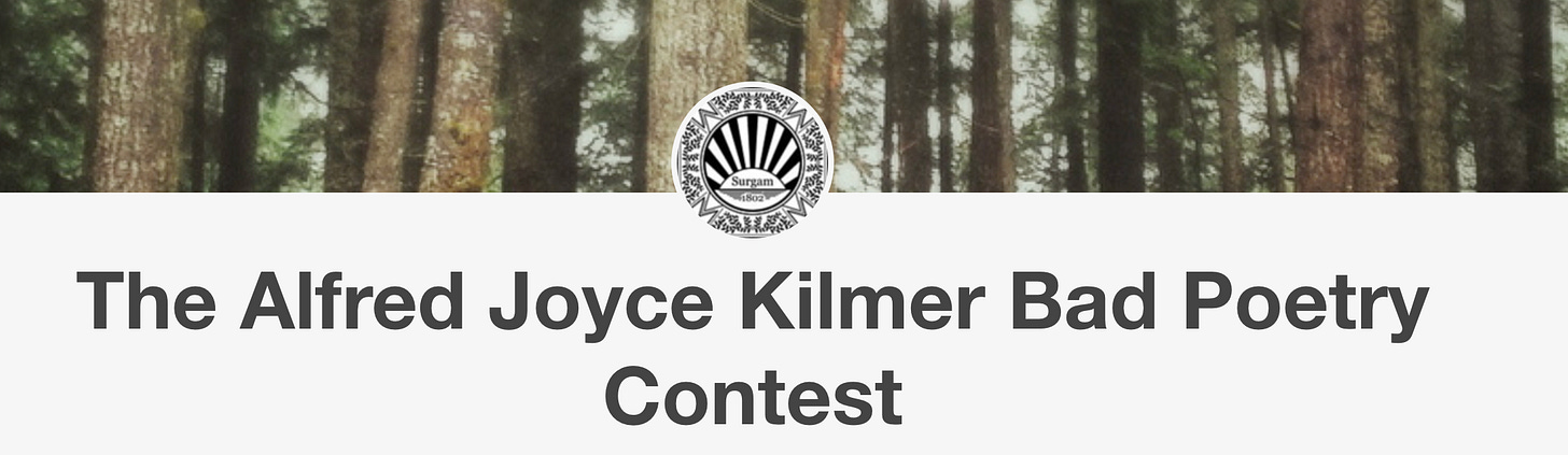 Banner for bad poetry contest