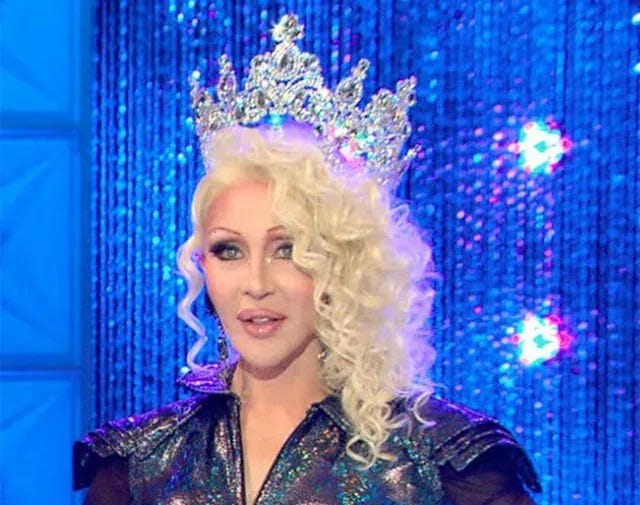 Chad Michaels wearing the prize crown