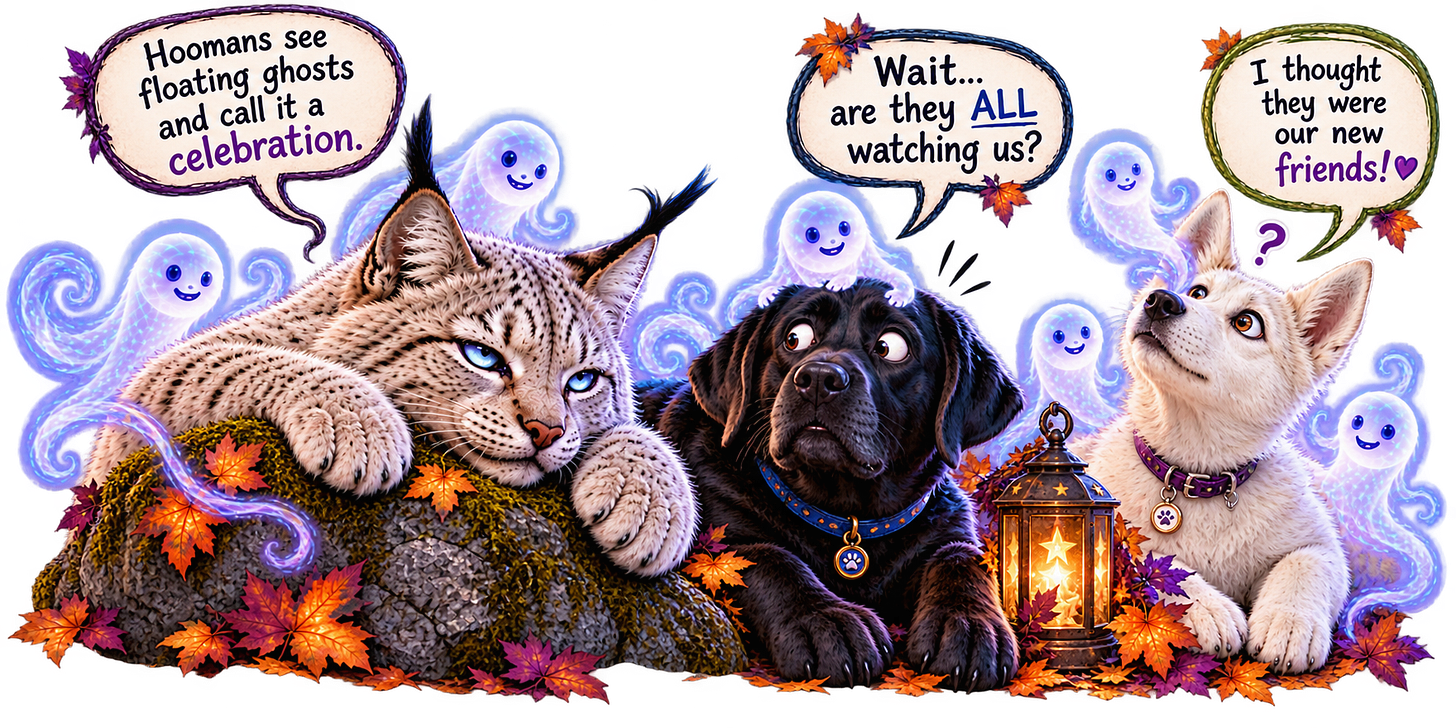Jynx saying hoomans see ghosts and call it a celebration. Barrow saying what their watching us. Spirits saying that she thought they were her friends. Jynx saying hoomans see ghosts and call it a celebration. Barrow saying what their watching us. Spirits saying that she thought they were her friends.