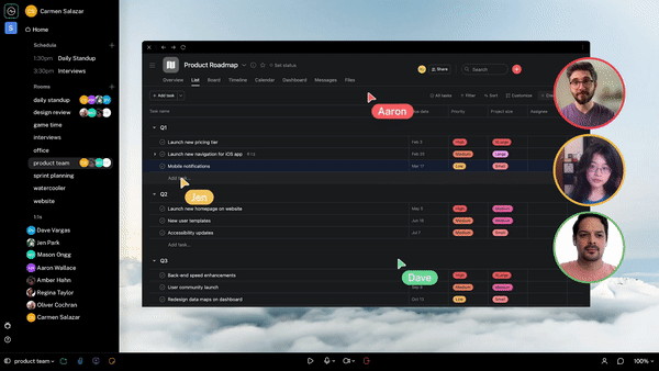 A team goes reviews a project roadmap together in Switchboard using in linear and add tasks to a sprint