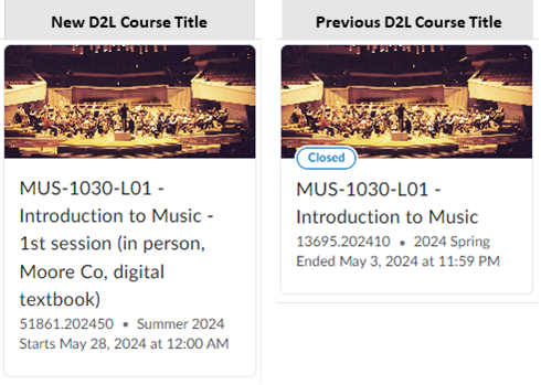 Comparison of new longer course title versus the previous shorter course title.