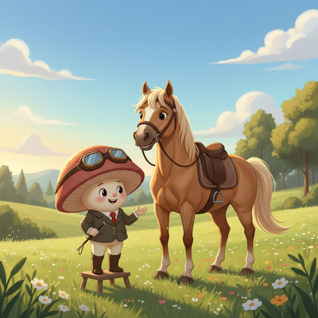 A cartoon character standing next to a horse

AI-generated content may be incorrect.