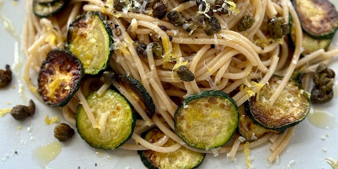 Spaghetti alla Nerano with Fried Capers