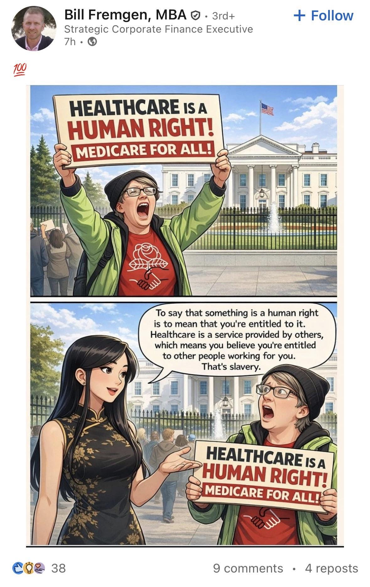 r/LinkedInLunatics - Healthcare = Slavery