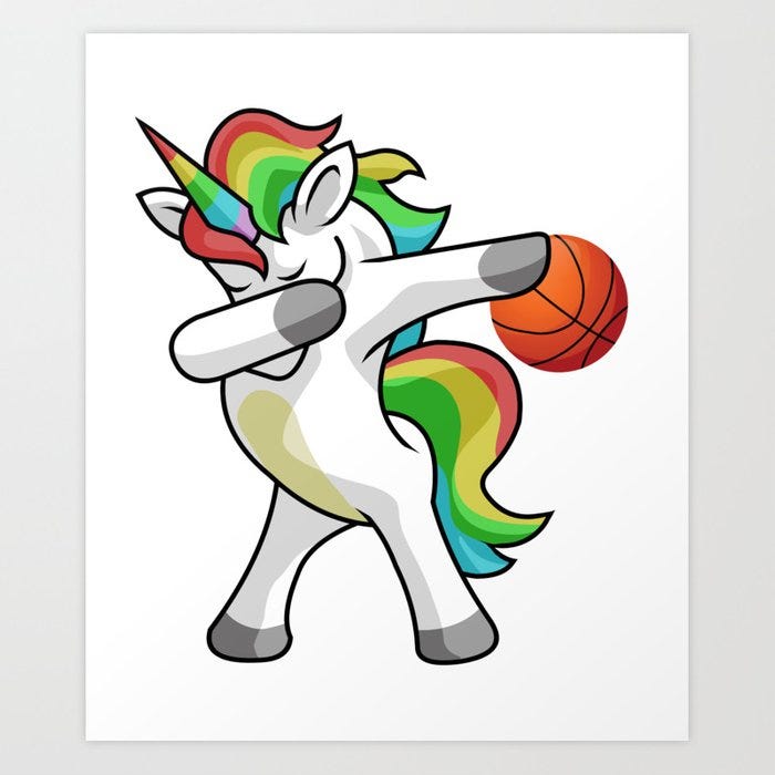 Dabbing Unicorn Basketball Funny Dancing Dab Gift Art Print by blink  imprints | Society6