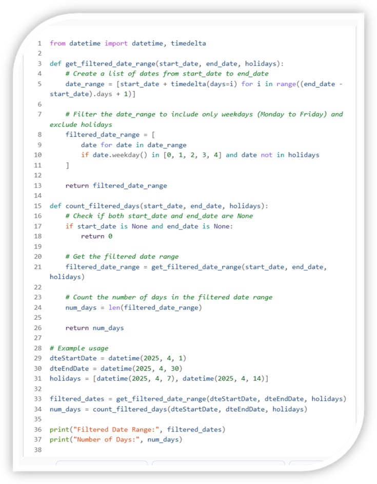 An image showing Copilot converting a Power Apps routine to Python code. The image includes a code snippet with highlighted syntax. An image showing Copilot converting a Power Apps routine to Python code. The image includes a code snippet with highlighted syntax.