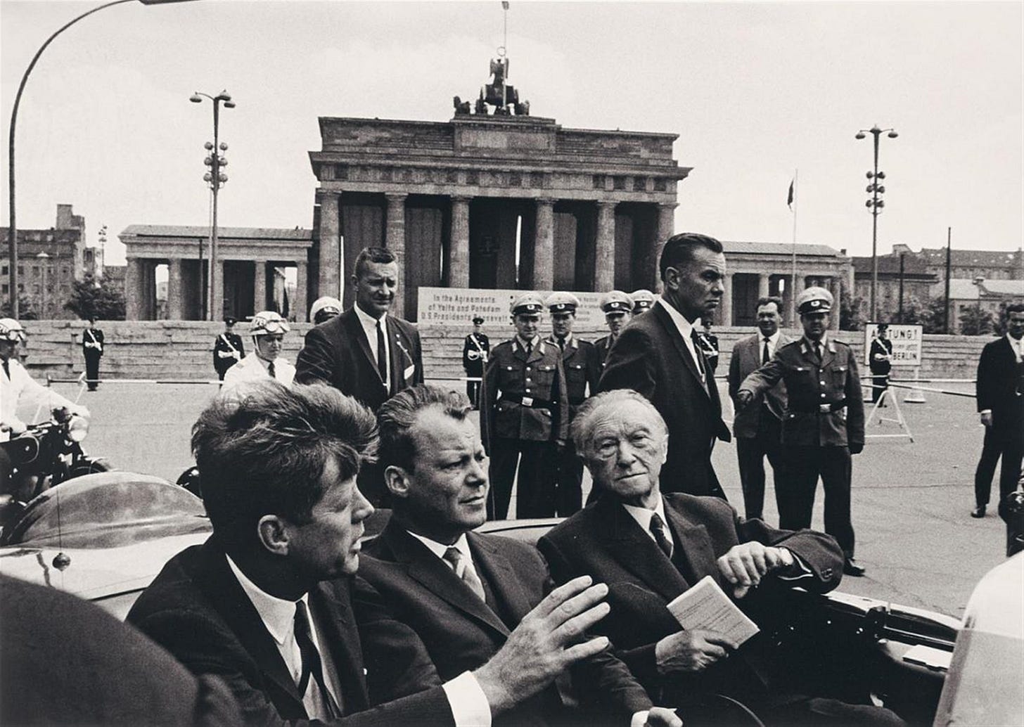 John F. Kennedy, Willy Brandt and Konrad Adenauer in front of ... John F. Kennedy, Willy Brandt and Konrad Adenauer in front of ...