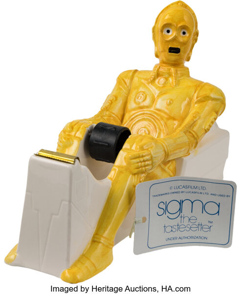 Star Wars Hand Painted Ceramic C-3PO Tape Dispenser (Sigma, 1981).... Star Wars Hand Painted Ceramic C-3PO Tape Dispenser (Sigma, 1981)....