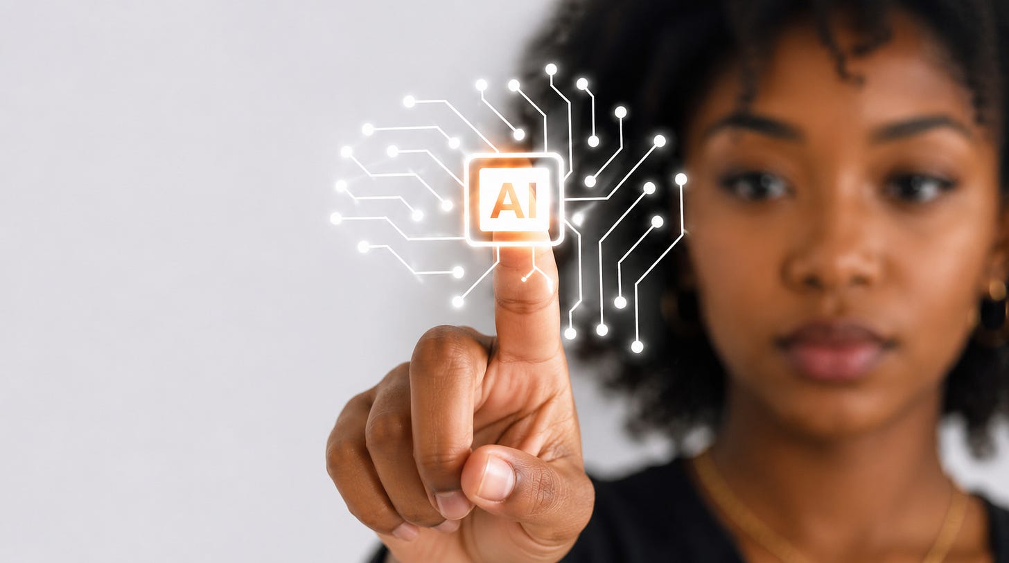 A young Jamaican woman interacts with an artificial intelligence interface, symbolising the growing collision between traditional education systems and the rapidly accelerating AI economy. Illustration by Jamaica Homes.A young Jamaican woman interacts with an artificial intelligence interface, symbolising the growing collision between traditional education systems and the rapidly accelerating AI economy. Illustration by Jamaica Homes.