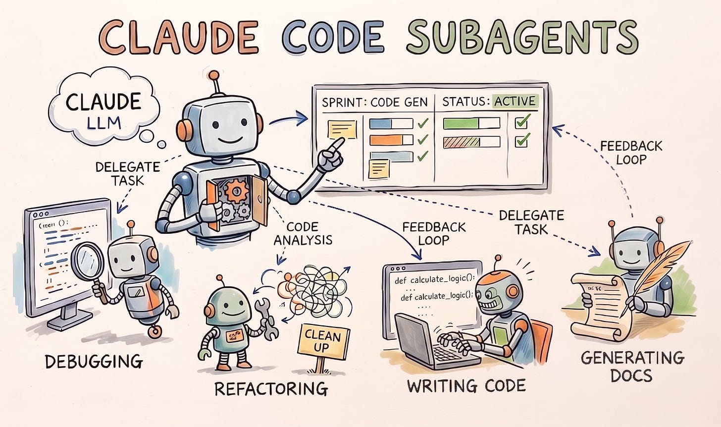 claude code subagents illustration of delegate tasks