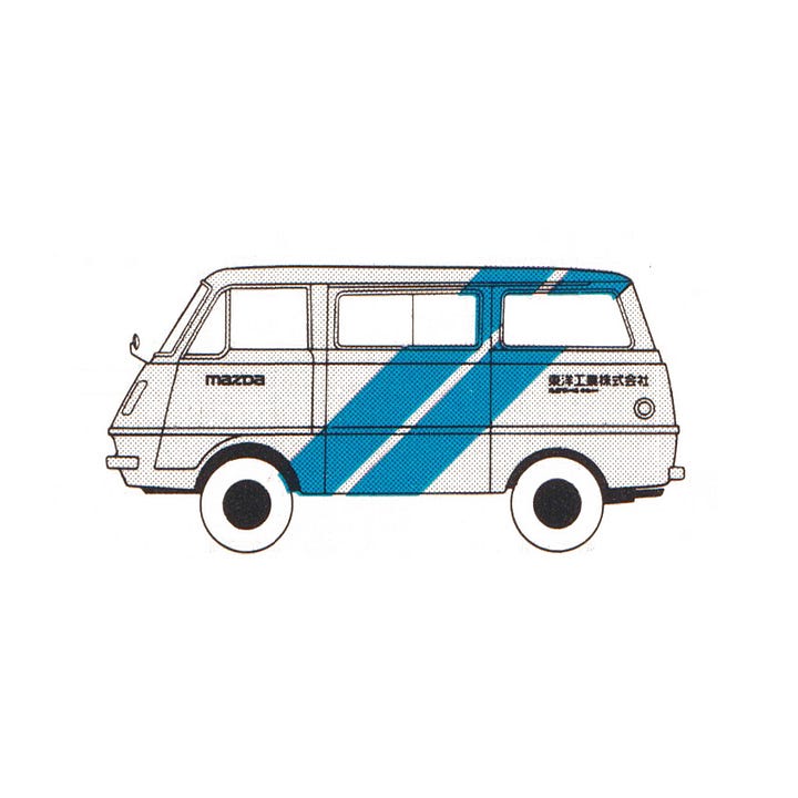 Logo and vehicle liveries for Mazda by PAOS, 1975
