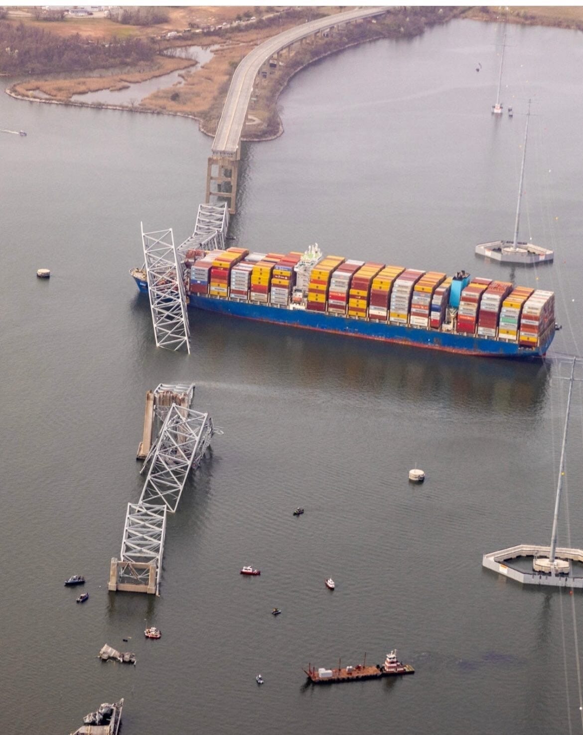FSK Bridge and MV Dali, top view