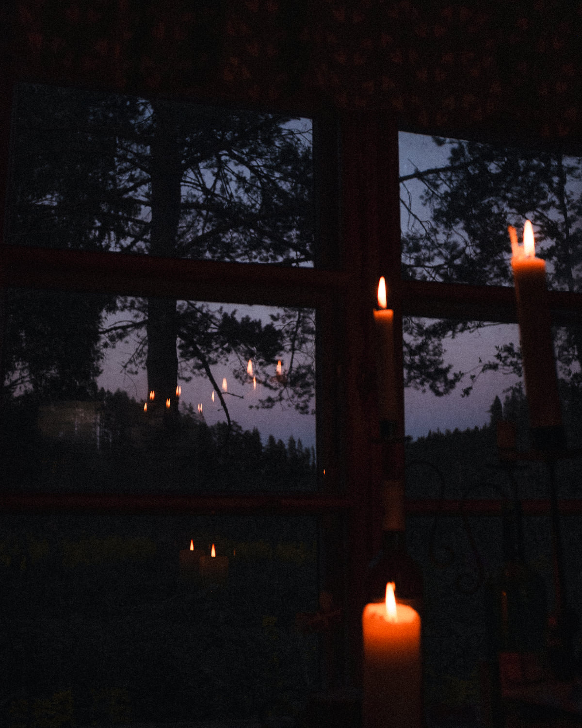 candlelight in finnish summer cottage
