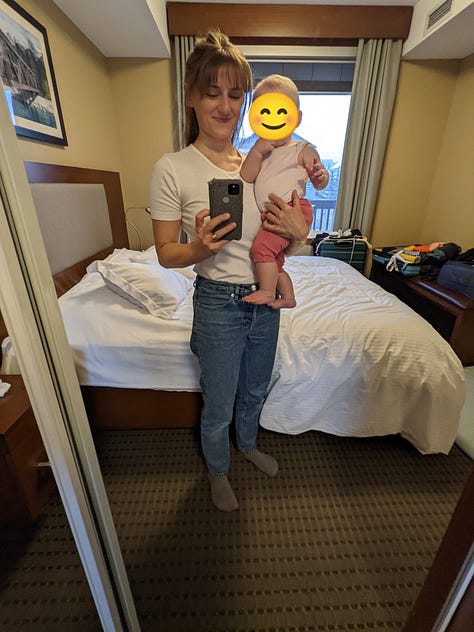 Mirror selfies with different outfit combinations