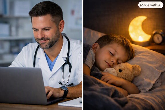 Sébastien infirmier travaillant sur ordinateur pendant que son fils dort chez Élodie Sébastien infirmier travaillant sur ordinateur pendant que son fils dort chez Élodie