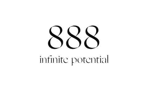 This may contain: the infinite potential logo is shown in black and white, with an elegant font above it