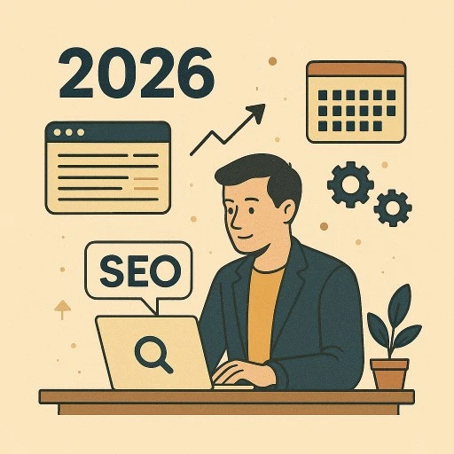 Illustration d'un SEO préparant ses optimisations pour 2026