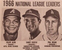 Felipe Alou Sandy Koufax Phil Regan 1966 NL Sporting News Stars Panel | eBay