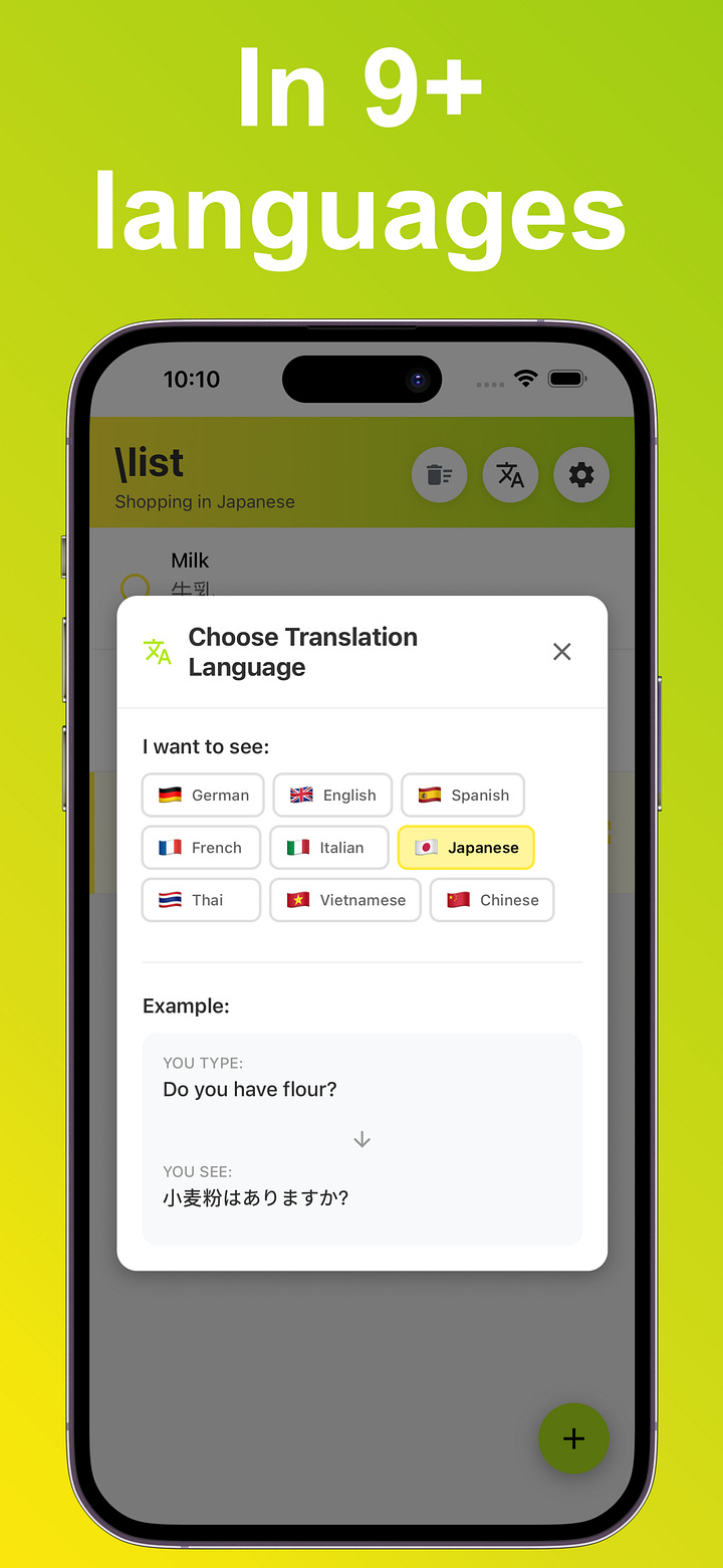 Translate instantly into other languages while shopping