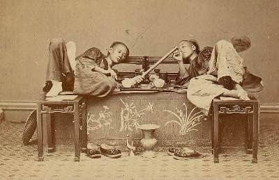 Opium smokers in China, 1870.