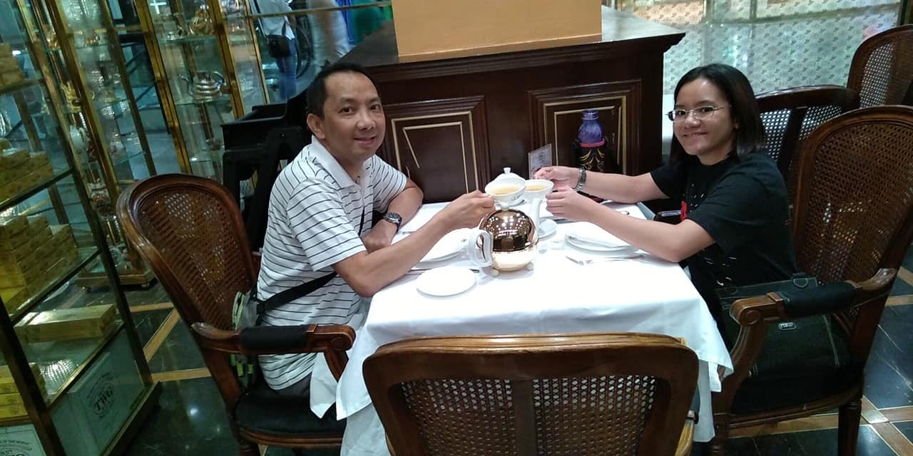 Me and Dad having a tea party at TWG Greenbelt