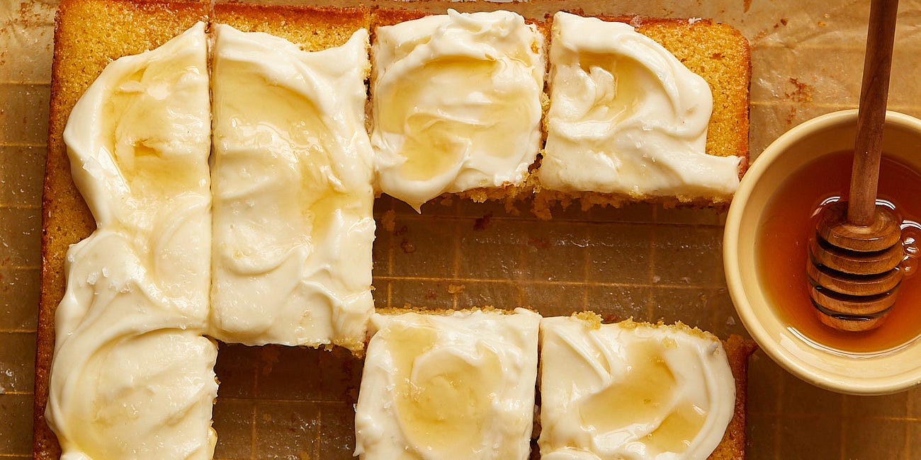 Cornbread Snacking Cake with Honey-Cream Cheese Frosting