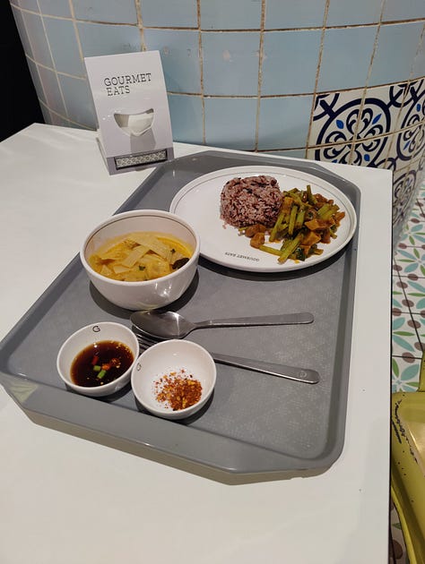 dishes at Talalak's vegan mall stalls