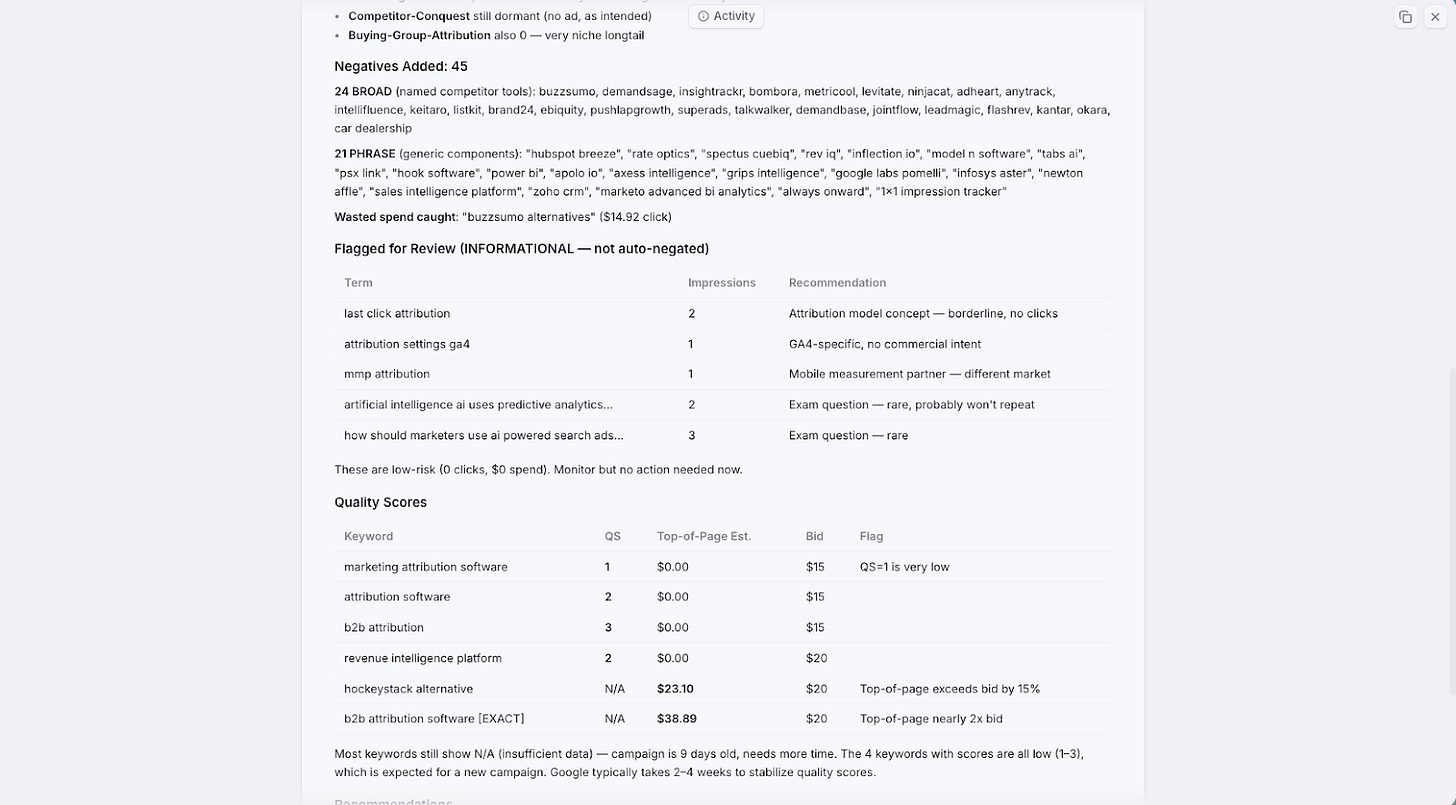 Keywords flagged for review and quality score monitoring Keywords flagged for review and quality score monitoring