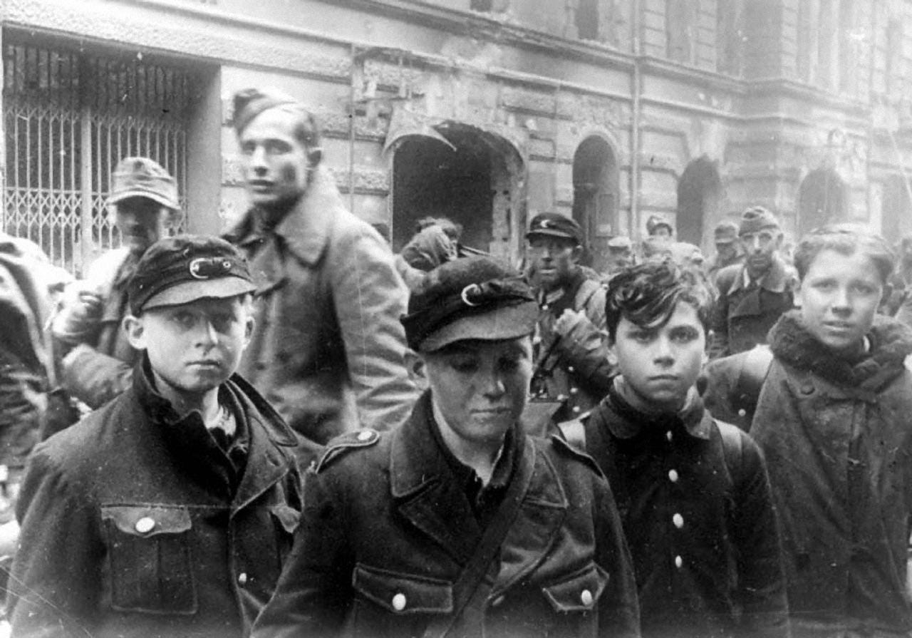 'Germany’s Last Hope': German child soldiers from the Volkssturm and Hitler Youth captured during the Battle of Berlin, May 1945.
