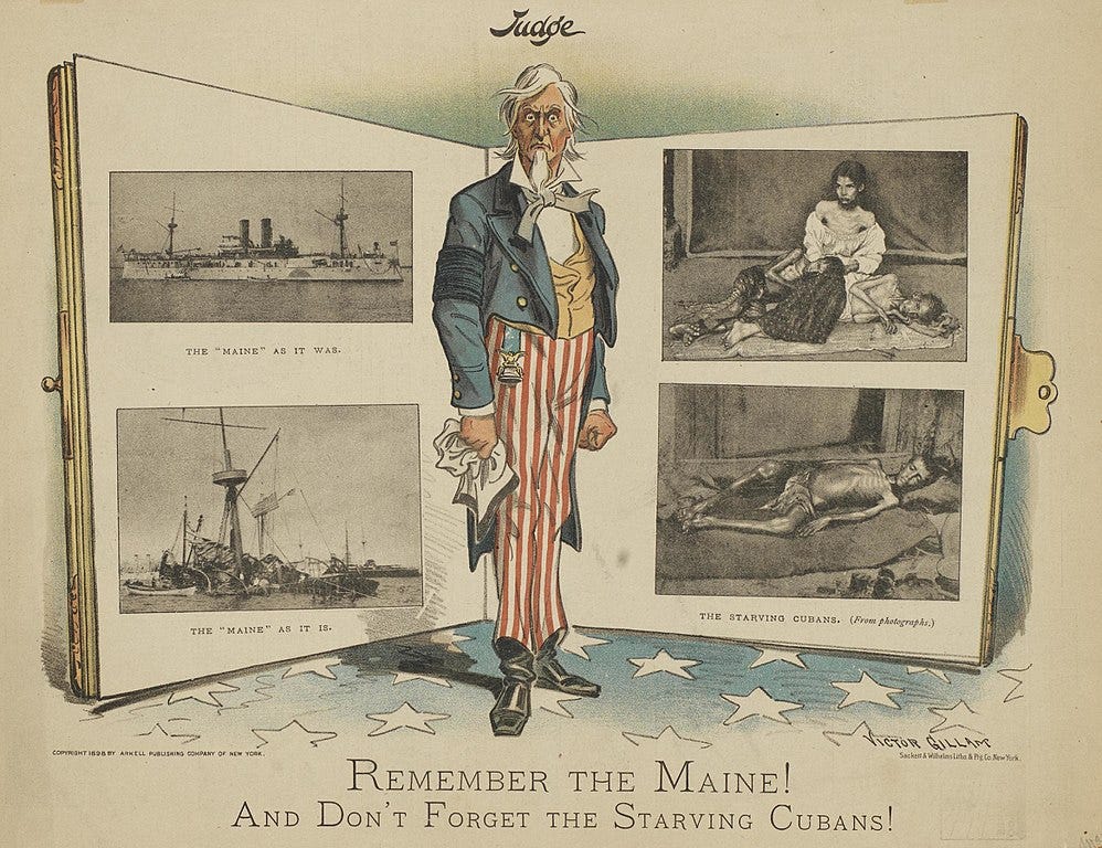 File:Remember the Maine! And Don't Forget the Starving Cubans! - Victor  Gillam (cropped).jpg - Wikimedia Commons