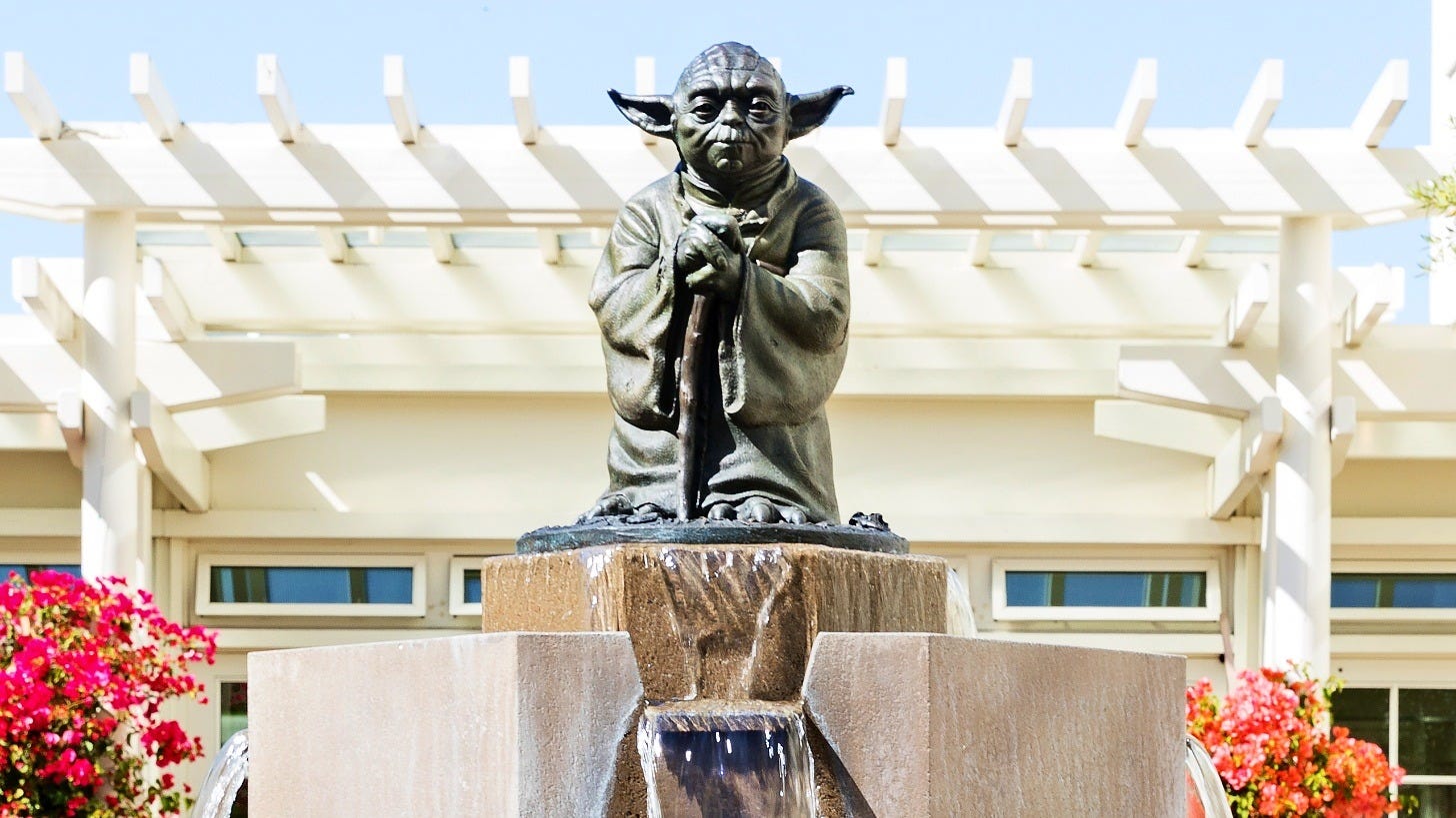 The Yoda Fountain at the Letterman Digital Arts Center, home of Lucasfilm and ILM in San Francisco. Image: Frank Schulenburg (Wiki Education) via Wikimedia Commons The Yoda Fountain at the Letterman Digital Arts Center, home of Lucasfilm and ILM in San Francisco. Image: Frank Schulenburg (Wiki Education) via Wikimedia Commons